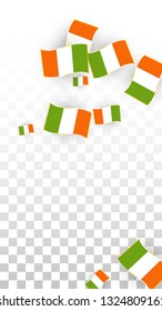 Vector Irish National Background. Saint Patrick Day Poster for Pub Party. 17 March Symbol Illustration.  Flag of Ireland. Eire Banner about Tourism. Eire Island. Celtic Flag. Tourist Dublin Post Card.