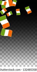 Vector Irish National Background. Saint Patrick Day Poster for Pub Party. 17 March Symbol Illustration.  Flag of Ireland. Eire Banner about Tourism. Eire Island. Celtic Flag. Tourist Dublin Post Card.