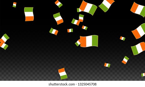 Vector Irish National Background. Saint Patrick Day Poster for Pub Party. 17 March Symbol Illustration.  Flag of Ireland. Eire Banner about Tourism. Eire Island. Celtic Flag. Tourist Dublin Post Card.