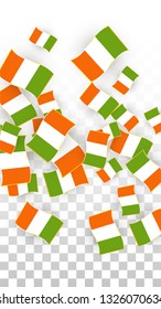 Vector Irish National Background. Saint Patrick Day Poster for Pub Party. 17 March Symbol Illustration.  Flag of Ireland. Eire Banner about Tourism. Eire Island. Celtic Flag. Tourist Dublin Post Card.