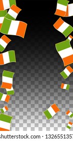 Vector Irish National Background. Saint Patrick Day Poster for Pub Party. 17 March Symbol Illustration.  Flag of Ireland. Eire Banner about Tourism. Eire Island. Celtic Flag. Tourist Dublin Post Card.