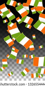 Vector Irish National Background. Saint Patrick Day Poster for Pub Party. 17 March Symbol Illustration.  Flag of Ireland. Eire Banner about Tourism. Eire Island. Celtic Flag. Tourist Dublin Post Card.