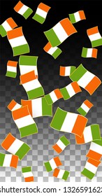 Vector Irish National Background. Saint Patrick Day Poster for Pub Party. 17 March Symbol Illustration.  Flag of Ireland. Eire Banner about Tourism. Eire Island. Celtic Flag. Tourist Dublin Post Card.