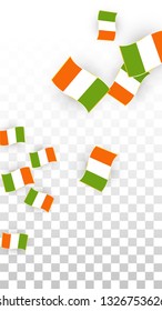 Vector Irish National Background. Saint Patrick Day Poster for Pub Party. 17 March Symbol Illustration.  Flag of Ireland. Eire Banner about Tourism. Eire Island. Celtic Flag. Tourist Dublin Post Card.