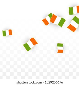 Vector Irish National Background. Saint Patrick Day Poster for Pub Party. 17 March Symbol Illustration.  Flag of Ireland. Eire Banner about Tourism. Eire Island. Celtic Flag. Tourist Dublin Post Card.