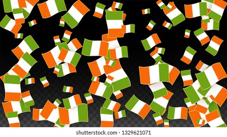 Vector Irish National Background. Saint Patrick Day Poster for Pub Party. 17 March Symbol Illustration.  Flag of Ireland. Eire Banner about Tourism. Eire Island. Celtic Flag. Tourist Dublin Post Card.