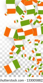 Vector Irish National Background. Saint Patrick Day Poster for Pub Party. 17 March Symbol Illustration.  Flag of Ireland. Eire Banner about Tourism. Eire Island. Celtic Flag. Tourist Dublin Post Card.