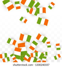 Vector Irish National Background. Saint Patrick Day Poster for Pub Party. 17 March Symbol Illustration.  Flag of Ireland. Eire Banner about Tourism. Eire Island. Celtic Flag. Tourist Dublin Post Card.