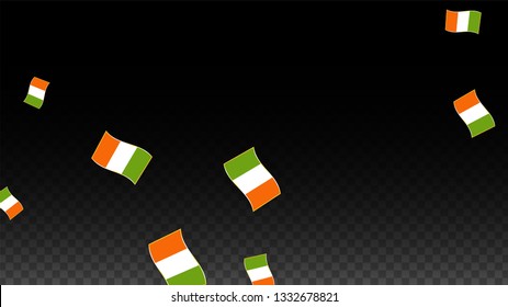 Vector Irish National Background. Saint Patrick Day Poster for Pub Party. 17 March Symbol Illustration.  Flag of Ireland. Eire Banner about Tourism. Eire Island. Celtic Flag. Tourist Dublin Post Card.
