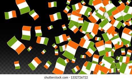 Vector Irish National Background. Saint Patrick Day Poster for Pub Party. 17 March Symbol Illustration.  Flag of Ireland. Eire Banner about Tourism. Eire Island. Celtic Flag. Tourist Dublin Post Card.