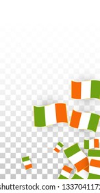Vector Irish National Background. Saint Patrick Day Poster for Pub Party. 17 March Symbol Illustration.  Flag of Ireland. Eire Banner about Tourism. Eire Island. Celtic Flag. Tourist Dublin Post Card.