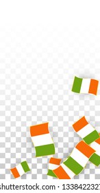 Vector Irish National Background. Saint Patrick Day Poster for Pub Party. 17 March Symbol Illustration.  Flag of Ireland. Eire Banner about Tourism. Eire Island. Celtic Flag. Tourist Dublin Post Card.