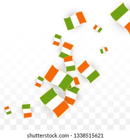 Vector Irish National Background. Saint Patrick Day Poster for Pub Party. 17 March Symbol Illustration.  Flag of Ireland. Eire Banner about Tourism. Eire Island. Celtic Flag. Tourist Dublin Post Card.