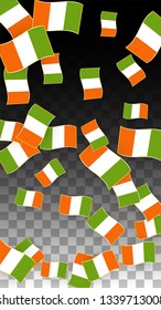 Vector Irish National Background. Saint Patrick Day Poster for Pub Party. 17 March Symbol Illustration.  Flag of Ireland. Eire Banner about Tourism. Eire Island. Celtic Flag. Tourist Dublin Post Card.