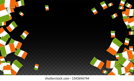 Vector Irish National Background. Saint Patrick Day Poster for Pub Party. 17 March Symbol Illustration.  Flag of Ireland. Eire Banner about Tourism. Eire Island. Celtic Flag. Tourist Dublin Post Card.