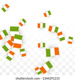 Vector Irish National Background. Saint Patrick Day Poster for Pub Party. 17 March Symbol Illustration.  Flag of Ireland. Eire Banner about Tourism. Eire Island. Celtic Flag. Tourist Dublin Post Card.