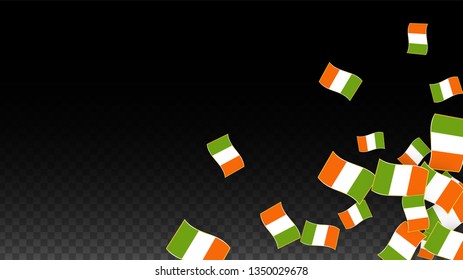 Vector Irish National Background. Saint Patrick Day Poster for Pub Party. 17 March Symbol Illustration.  Flag of Ireland. Eire Banner about Tourism. Eire Island. Celtic Flag. Tourist Dublin Post Card.