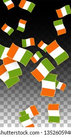 Vector Irish National Background. Saint Patrick Day Poster for Pub Party. 17 March Symbol Illustration.  Flag of Ireland. Eire Banner about Tourism. Eire Island. Celtic Flag. Tourist Dublin Post Card.