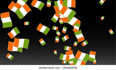 Vector Irish National Background. Saint Patrick Day Poster for Pub Party. 17 March Symbol Illustration.  Flag of Ireland. Eire Banner about Tourism. Eire Island. Celtic Flag. Tourist Dublin Post Card.