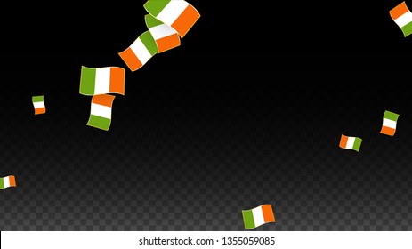 Vector Irish National Background. Saint Patrick Day Poster for Pub Party. 17 March Symbol Illustration.  Flag of Ireland. Eire Banner about Tourism. Eire Island. Celtic Flag. Tourist Dublin Post Card.
