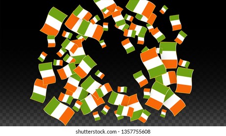 Vector Irish National Background. Saint Patrick Day Poster for Pub Party. 17 March Symbol Illustration.  Flag of Ireland. Eire Banner about Tourism. Eire Island. Celtic Flag. Tourist Dublin Post Card.