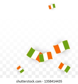 Vector Irish National Background. Saint Patrick Day Poster for Pub Party. 17 March Symbol Illustration.  Flag of Ireland. Eire Banner about Tourism. Eire Island. Celtic Flag. Tourist Dublin Post Card.