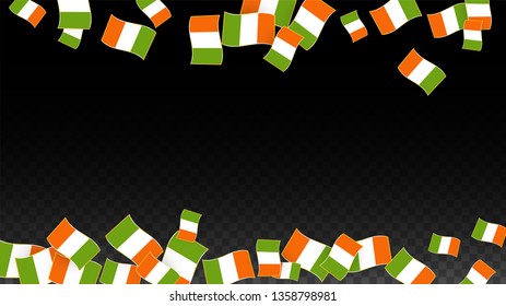 Vector Irish National Background. Saint Patrick Day Poster for Pub Party. 17 March Symbol Illustration.  Flag of Ireland. Eire Banner about Tourism. Eire Island. Celtic Flag. Tourist Dublin Post Card.