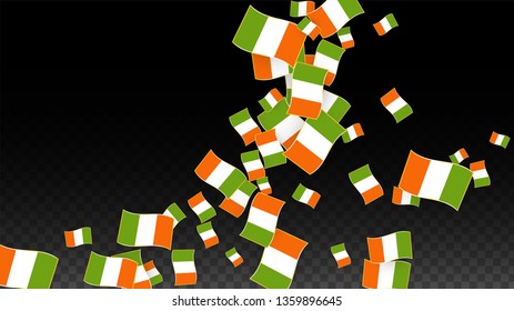Vector Irish National Background. Saint Patrick Day Poster for Pub Party. 17 March Symbol Illustration.  Flag of Ireland. Eire Banner about Tourism. Eire Island. Celtic Flag. Tourist Dublin Post Card.