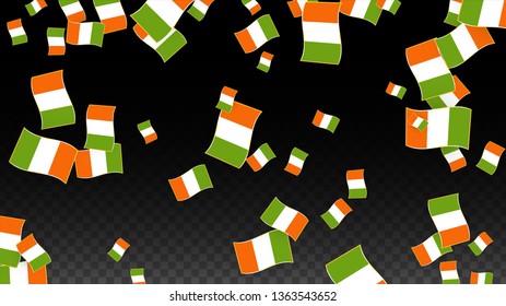 Vector Irish National Background. Saint Patrick Day Poster for Pub Party. 17 March Symbol Illustration.  Flag of Ireland. Eire Banner about Tourism. Eire Island. Celtic Flag. Tourist Dublin Post Card.