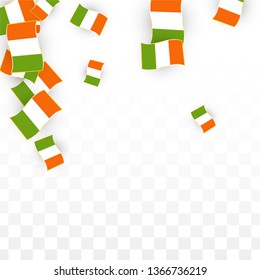 Vector Irish National Background. Saint Patrick Day Poster for Pub Party. 17 March Symbol Illustration.  Flag of Ireland. Eire Banner about Tourism. Eire Island. Celtic Flag. Tourist Dublin Post Card.