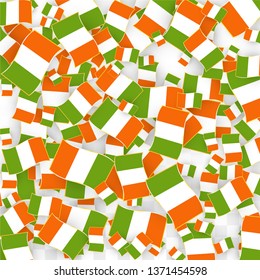Vector Irish National Background. Saint Patrick Day Poster for Pub Party. 17 March Symbol Illustration.  Flag of Ireland. Eire Banner about Tourism. Eire Island. Celtic Flag. Tourist Dublin Post Card.