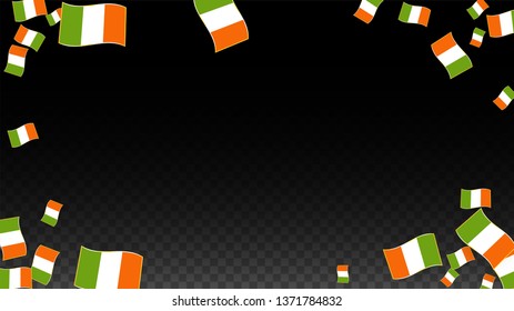 Vector Irish National Background. Saint Patrick Day Poster for Pub Party. 17 March Symbol Illustration.  Flag of Ireland. Eire Banner about Tourism. Eire Island. Celtic Flag. Tourist Dublin Post Card.