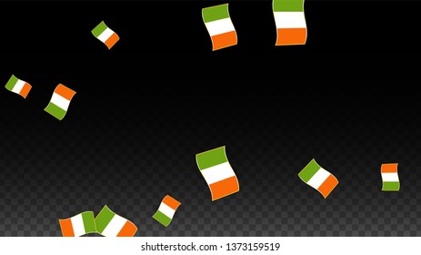 Vector Irish National Background. Saint Patrick Day Poster for Pub Party. 17 March Symbol Illustration.  Flag of Ireland. Eire Banner about Tourism. Eire Island. Celtic Flag. Tourist Dublin Post Card.