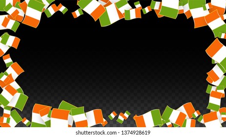 Vector Irish National Background. Saint Patrick Day Poster for Pub Party. 17 March Symbol Illustration.  Flag of Ireland. Eire Banner about Tourism. Eire Island. Celtic Flag. Tourist Dublin Post Card.