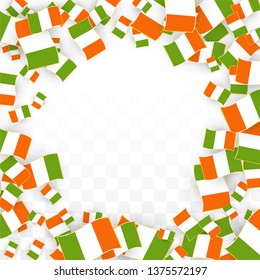 Vector Irish National Background. Saint Patrick Day Poster for Pub Party. 17 March Symbol Illustration.  Flag of Ireland. Eire Banner about Tourism. Eire Island. Celtic Flag. Tourist Dublin Post Card.