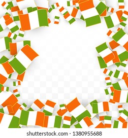 Vector Irish National Background. Saint Patrick Day Poster for Pub Party. 17 March Symbol Illustration.  Flag of Ireland. Eire Banner about Tourism. Eire Island. Celtic Flag. Tourist Dublin Post Card.