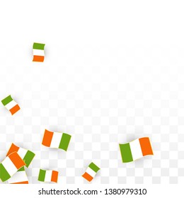 Vector Irish National Background. Saint Patrick Day Poster for Pub Party. 17 March Symbol Illustration.  Flag of Ireland. Eire Banner about Tourism. Eire Island. Celtic Flag. Tourist Dublin Post Card.