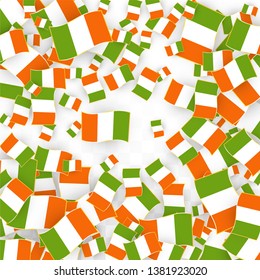 Vector Irish National Background. Saint Patrick Day Poster for Pub Party. 17 March Symbol Illustration.  Flag of Ireland. Eire Banner about Tourism. Eire Island. Celtic Flag. Tourist Dublin Post Card.