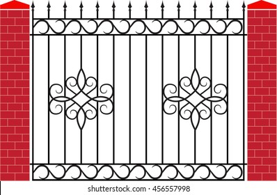  Vector iron fence
