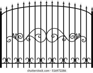 Vector iron fence with wrought elements