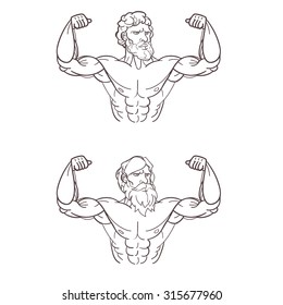Vector iron man or very strong muscle man, illustration for fitness or gym club