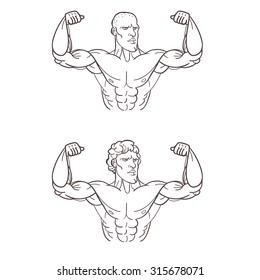 Vector iron man or very strong muscle man, illustration for fitness or gym club