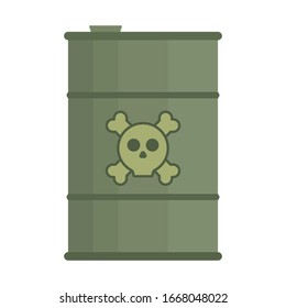 Vector iron metal barrel with a skull and bones icon for infographics. Crossbones sign. Hazardous industrial waste in the container. Radiation and toxicity. Hazard danger symbol
