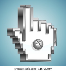 Vector iron with screw head CLICK hand sign (metal)