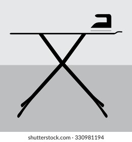 Vector ironing board with Steam iron icon