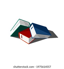 vector of irregular arrangement of books on white background