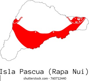 Vector Isla Pascua (Rapa Nui) map silhouette, painted in colors of a national flag