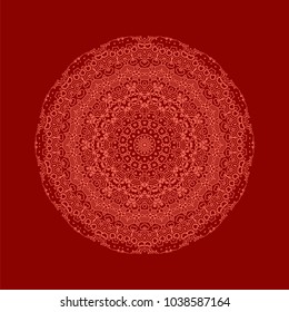 Vector Islam, Arabic, Indian, Ottoman Motifs. Monochrome Contour Ornament Isolated on Green Background. Ethnic Amulet of Mandala