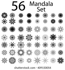 Vector Islam, Arabic, Indian, Ottoman Motifs. Monochrome Contour Mandala Isolated on White Background. Ethnic Amulet of Mandala
