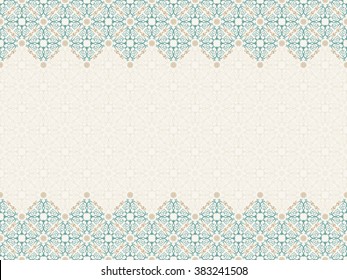 Vector islam pattern border. Seamless pattern arabic ornament. Vintage oriental elements design in Victorian style. Ornamental lace luxury background. Ornate floral decor wallpaper. Seamless texture